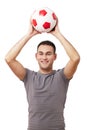 Happy handsome holding soccer ball