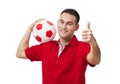 Happy handsome holding soccer ball