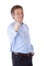 Happy handsome matured man shows thumb up Royalty Free Stock Photo