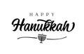 Happy Hanukka elegant calligraphy and menorah Royalty Free Stock Photo