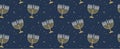 Happy Hanukkah banner . image of jewish holiday Hanukkah background with golden menorah pattern, traditional candelabra