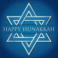 `Happy Hanukkah` blue star of David card Royalty Free Stock Photo