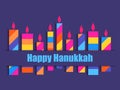 Happy hanukkah. Hanukkah candles. Nine multi colored candles. Vector