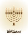 Happy hanukkah celebration with golden candelabrum