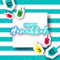 Happy hanukkah with dreidels - spinning top. Royalty Free Stock Photo