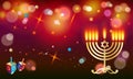 Happy Hanukkah Menorah, gold bokeh lights wallpaper Royalty Free Stock Photo