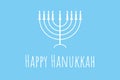Happy Hanukkah - festive background with Menorah - traditional candlestick. Modern minimalistic template for banner