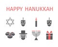 Happy hanukkah flat icon. Vector signs for web graphics. Royalty Free Stock Photo