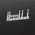 Happy Hanukkah. Font composition with candles on cardboard texture in vintage style. Vector Holiday Religion Illustration. Jewish