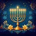 Happy Hanukkah, golden menorah. Jewish holiday Hanukkah, greeting card Royalty Free Stock Photo