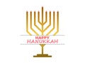 Happy Hanukkah. Golden Menorah with nine candles isolated on white background. Jewish festival greeting card. Vector illustration Royalty Free Stock Photo