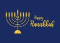 Happy Hanukkah golden menorah vector