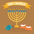 Happy Hanukkah greeting card design. Hanukkah Menorah Royalty Free Stock Photo