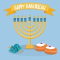 Happy Hanukkah greeting card design. Hanukkah Menorah Royalty Free Stock Photo