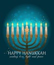 Happy Hanukkah greeting card design, jewish holiday. Vector illustration