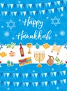 Happy Hanukkah greeting card, flyer, poster.