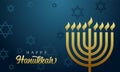 Happy Hanukkah, golden menorah and david stars Royalty Free Stock Photo