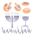 Happy Hanukkah greeting card template with menora