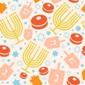 Happy Hanukkah holiday seamless pattern or background.