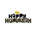 Happy Hanukkah inscription greeting card with hand-drawn typography Royalty Free Stock Photo