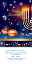 Happy Hanukkah greeting card, menorah, chanuka, dreidel, hanuka background Royalty Free Stock Photo