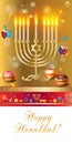 Happy Hanukkah greeting card, menorah, chanuka, dreidel, hanuka background template vector Royalty Free Stock Photo