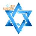 Happy Hanukkah, Jewish holiday background with hanging star of David