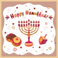 Happy Hanukkah 2023 Vintage Decoration Winter Holiday Menorah gift card ornament vector print sign pattern