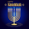 Happy Hanukkah lettering greeting card. Festive poster print typographical inscription. V