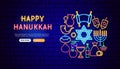 Happy Hanukkah Neon Banner Design