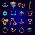 Happy Hanukkah Neon Icons