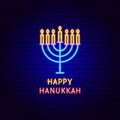 Happy Hanukkah Neon Label