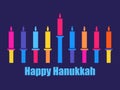 Happy hanukkah. Nine Hanukkah candles. Multi colored candles. Jewish festival greeting card. Vector illustration Royalty Free Stock Photo