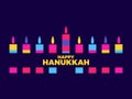 Happy hanukkah. Nine Hanukkah candles. Multi colored candles. Jewish festival greeting card. Vector illustration Royalty Free Stock Photo