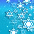 Happy Hanukkah with origami Magen David stars. Royalty Free Stock Photo