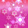 Happy Hanukkah with origami Magen David stars. Royalty Free Stock Photo