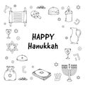 Happy Hanukkah Pattern Background with Holiday Symbols. Royalty Free Stock Photo