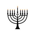 Happy Hanukkah. Silhouettes menora and candles.