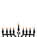 Happy Hanukkah. Silhouettes menora and candles.