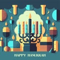 Happy Hanukkah. Traditional Hanukkah holiday symbols.Candles Minors background