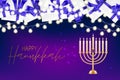 Happy Hanukkah. Traditional Jewish holiday celebration. Chankkah banner background design concept. Royalty Free Stock Photo