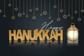 Happy Hanukkah. Traditional Jewish holiday. Chankkah banner background design concept. Judaic religion decor with garland Royalty Free Stock Photo