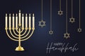 Happy Hanukkah. Traditional Jewish holiday. Chankkah banner background design concept. Judaic religion decor with Menorah, candles