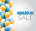 Happy Hanukkah. Traditional Jewish holiday. Chankkah banner, poster or flyer design concept, blue background. Judaic religion deco Royalty Free Stock Photo