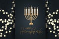 Happy Hanukkah. Traditional Jewish holiday. Chankkah banner, poster or flyer design concept. Judaic religion decor with Menorah, c