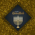 Happy Hanukkah. Traditional Jewish holiday. Chankkah banner, poster or flyer design concept. Judaic religion decor with Menorah, c