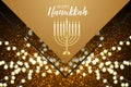 Happy Hanukkah. Traditional Jewish holiday. Chankkah banner, poster or flyer design concept. Judaic religion decor with Menorah, c