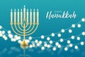 Happy Hanukkah. Traditional Jewish holiday. Chankkah banner or wallpaper background design concept. Judaic religion decor with Men Royalty Free Stock Photo