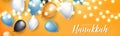 Happy Hanukkah. Traditional Jewish holiday. Chankkah banner or website header background design concept. Judaic religion decor wit