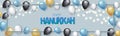 Happy Hanukkah. Traditional Jewish holiday. Chankkah banner or website header background design concept. Judaic religion decor wit Royalty Free Stock Photo